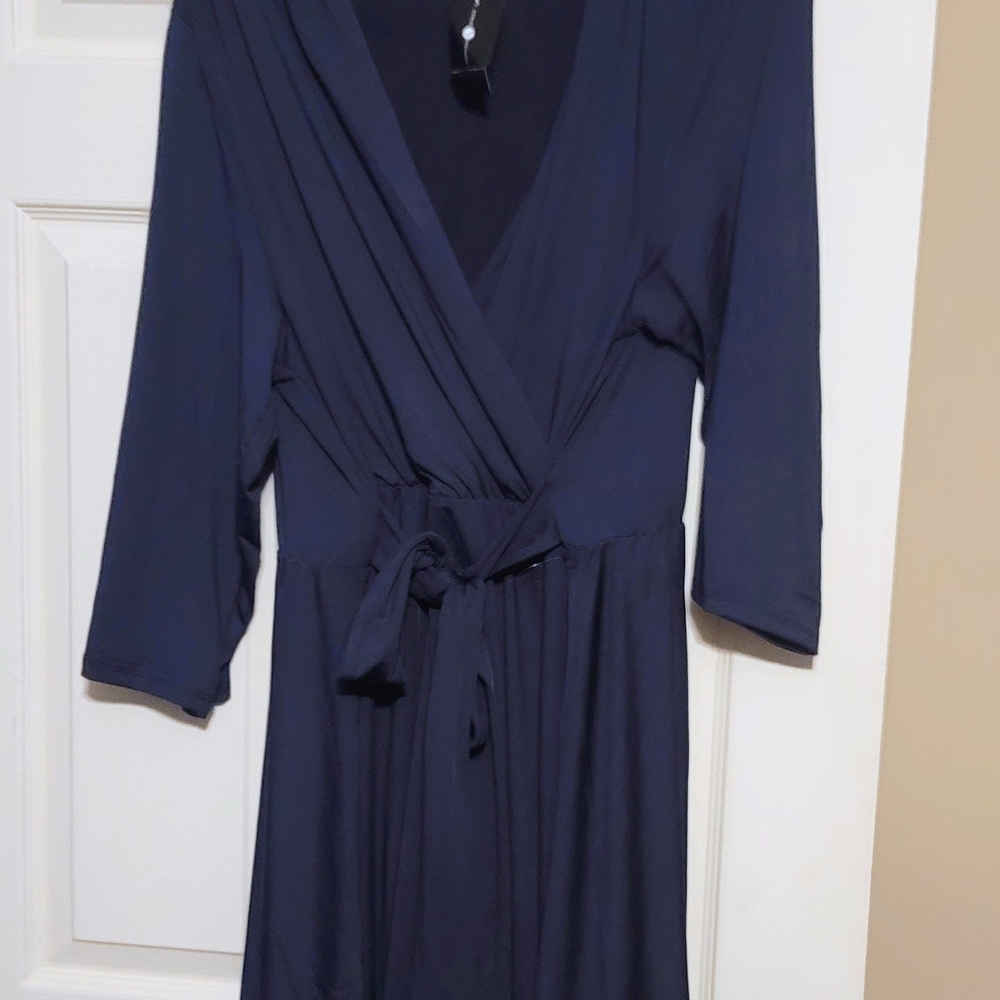 Ashley Stewart Elegant Navy Midi Dress, Size 18/20